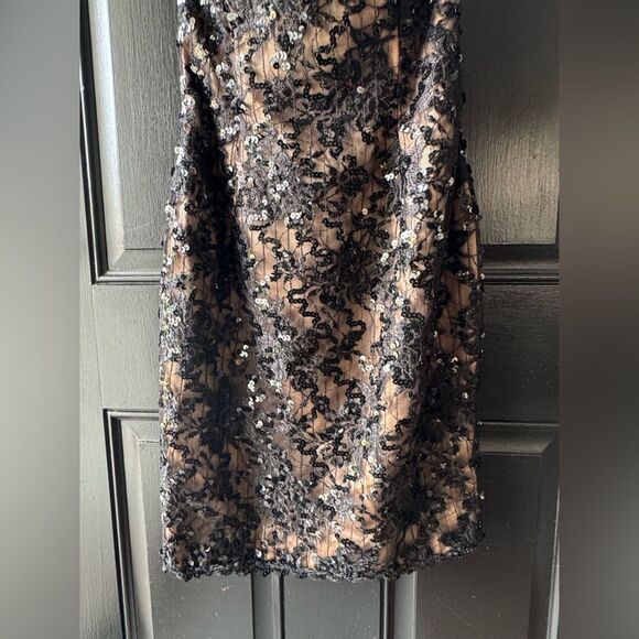 VTG Jessica McClintock Strapless Black Nude Sequin Cocktail Prom Dress Size 4 - Picture 15 of 15